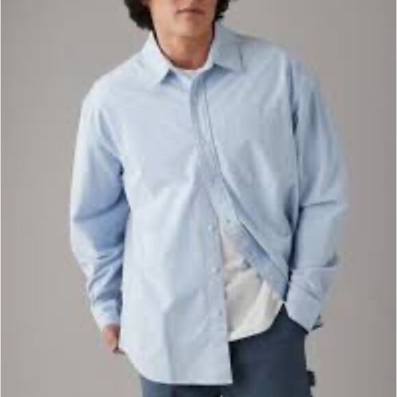 American Eagle Blue Casual Button-Down Shirt Seriously Soft Classic Size Large - Picture 13 of 13